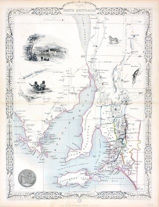 Item #16440 Part of South Australia, antique map with vignette views. J. Tallis Rapkin, John
