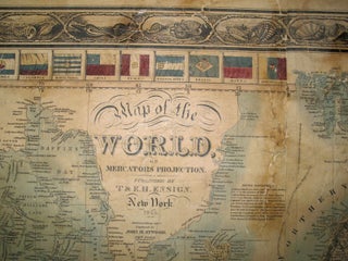 Map of the World on Mercators Projection. New York 1845. Geographical Part engraved by John M. Atwood, NY.