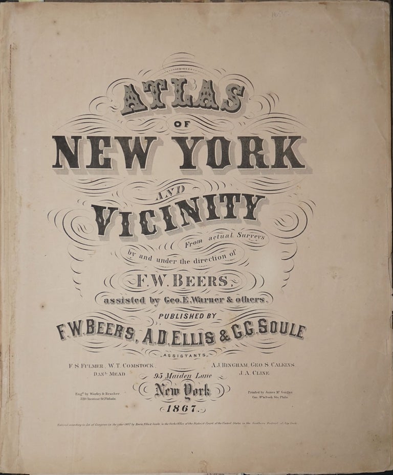 Item #16543 Atlas of New York and Vicinity. F. W. Beers, Geo. Warner.