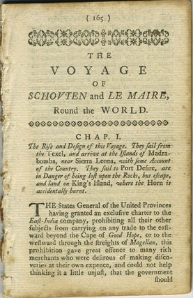 Item #16550 The Voyage of Schouten and Le Maire Round the World; Chapters 1 - 3 from The World...