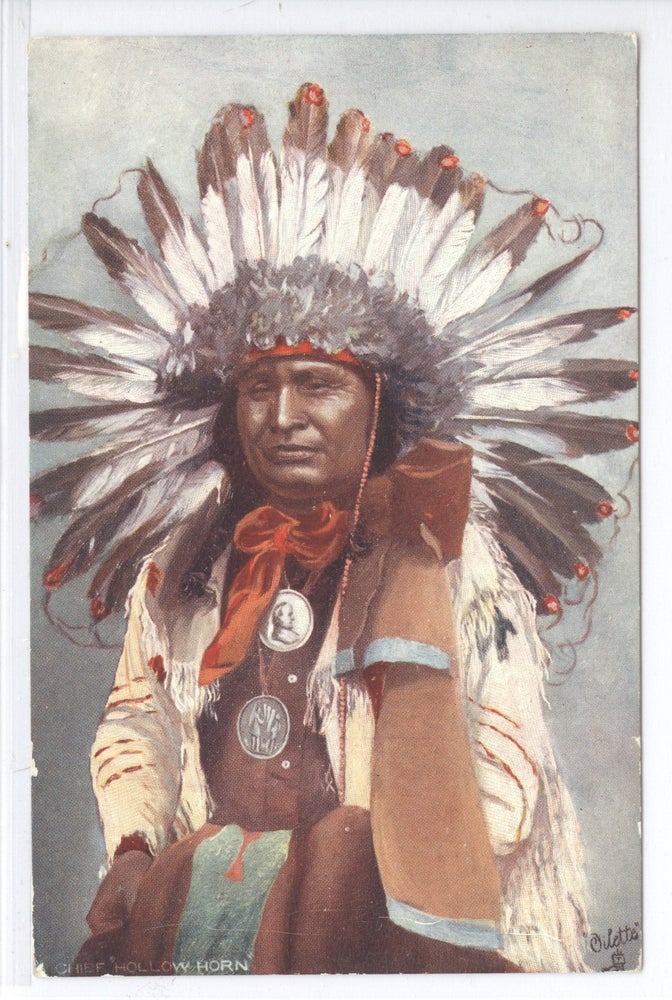 Item #16615 "Chief Hollow Horn", color postcard. Raphael Tuck.