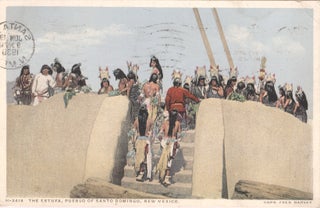 Item #16622 The Estufa, Pueblo of Santo Domingo, New Mexico; color postcard. Native American