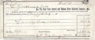 Item #16626 Receipt for transportation charge, New York Central and Hudson River Railroad...
