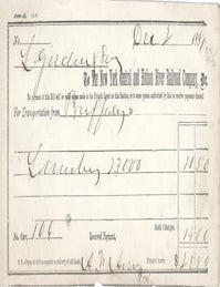 Item #16628 Receipt for transportation charge, New York Central and Hudson River Railroad Company; $25.50.