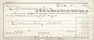Item #16628 Receipt for transportation charge, New York Central and Hudson River Railroad...
