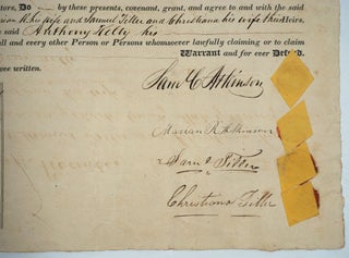 1841 Land Deed for Kentucky parcel signed by Samuel C. Atkinson, co-founder of Saturday Evening Post, to early paper maker Anthony Kelty.