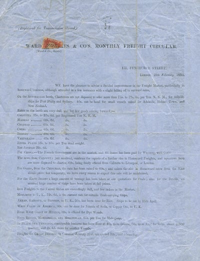 Item #16678 Ward, Harries, and Co.'s Monthly Freight Circular, 29th February, 1860.
