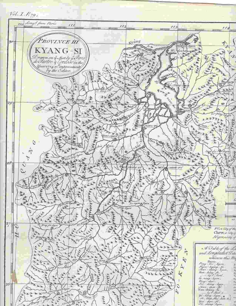 Item #16702 Province III Kyang-Si Drawn on ye Spot by ye Peres de Tartre & Cordoso in the Year 1714... From "A Description of the Empire of China and Chinese-Tartary,..." China, Jean Baptiste Du Halde.