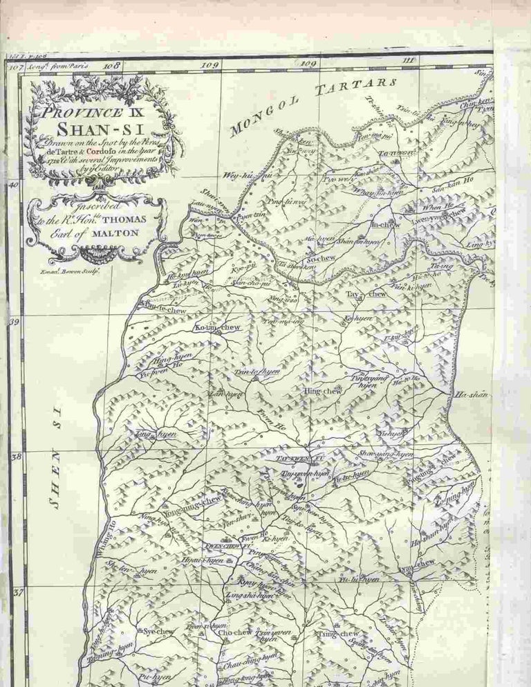 Item #16712 Province IX Shan-Si, Drawn on the Spot by the Peres de Tartre & Cordoso in the Year 1712... From "A Description of the Empire of China and Chinese-Tartary,..." China, Jean Baptiste Du Halde.