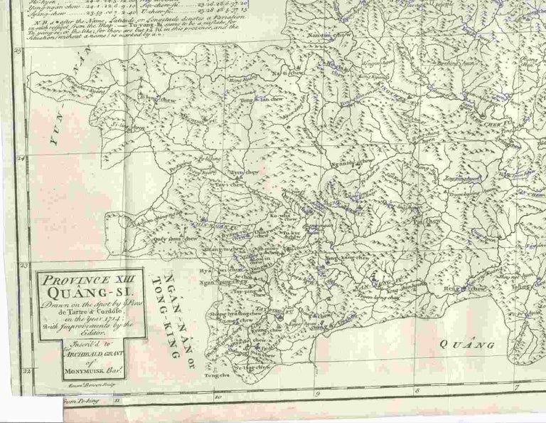 Item #16713 Province XIII Quang-Si, Drawn on the Spot by the Peres de Tartre & Cordoso in the Year 1714... From "A Description of the Empire of China and Chinese-Tartary,..." China, Jean Baptiste Du Halde.