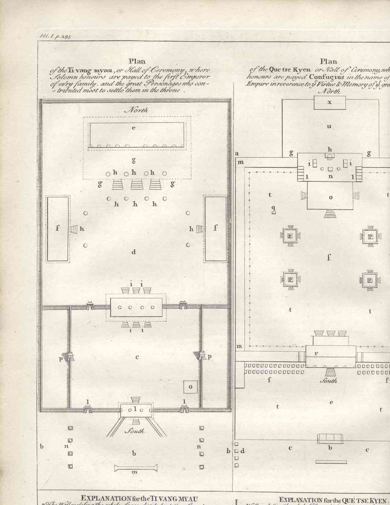 Item #16720 [Architectural plan of the Ti vang myau and the Que tse Kyen, Halls of Ceremony, from "A Description of the Empire of China and Chinese-Tartary,..." China, Jean Baptiste Du Halde.