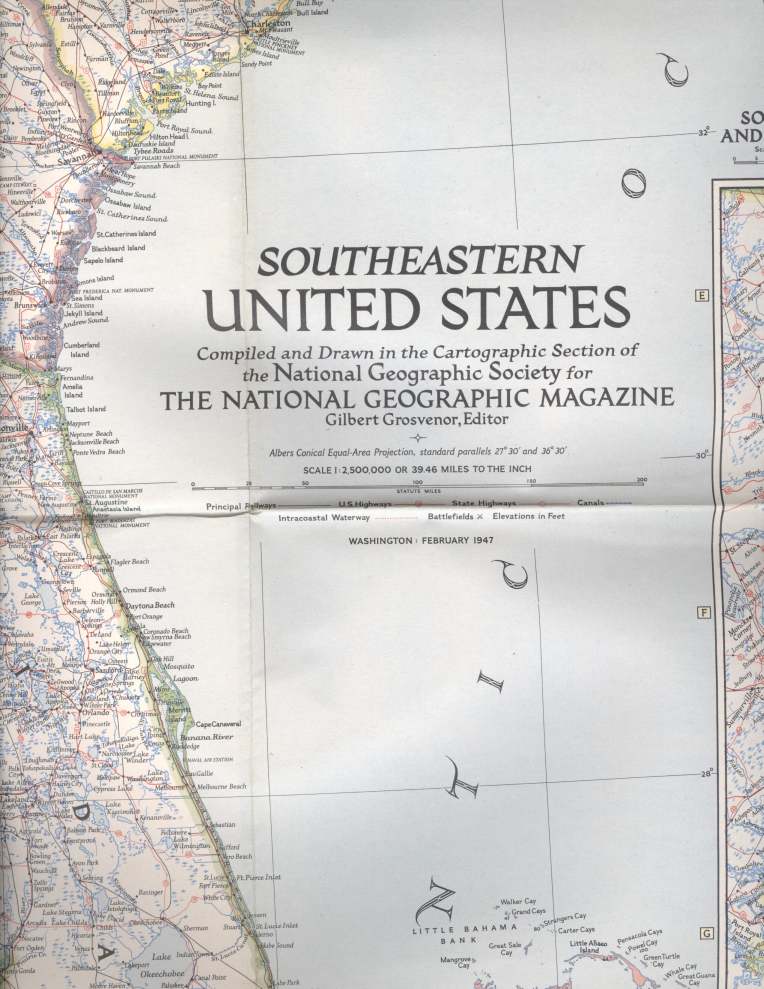 Item #16759 Map of Southeastern United States. Gilbert Hovey Grosvenor.
