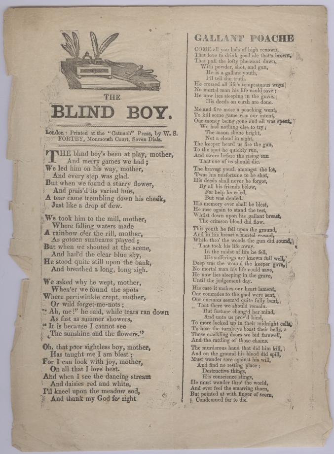 Item #16825 The Blind Boy (Broadside Ballad).