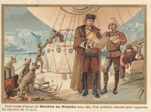 Item #16916 Advertisement for Mente de Ricqles Showing Arctic Explorers.