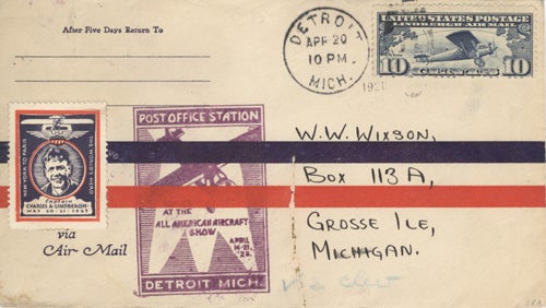 Item #16952 Charles Lindbergh Airmail Postal Cover.
