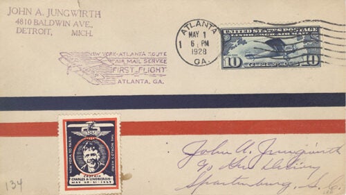 Item #16956 Charles Lindbergh Airmail Postal Cover.