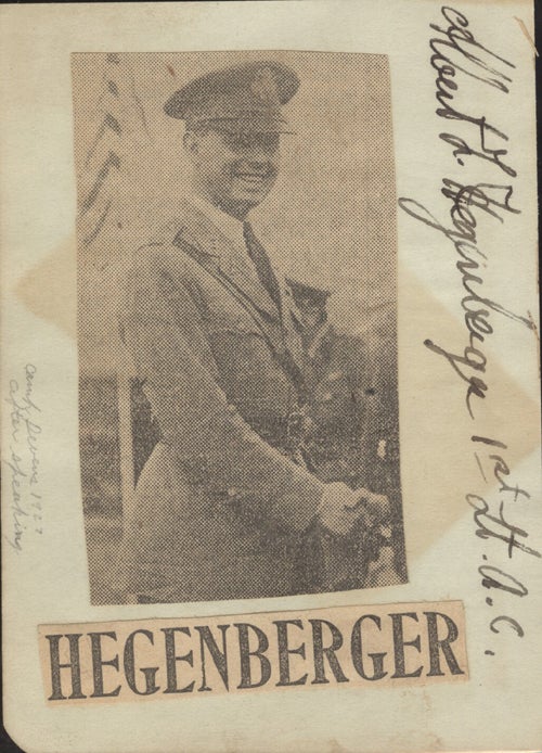 Item #16961 Autograph of Albert Hegenberger, Long-Distance Flight Pioneer.