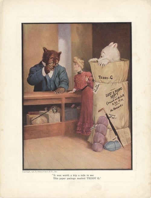 Item #16987 The Roosevelt Bears at the Post Office (Color Print). V. Floyd Campbell.