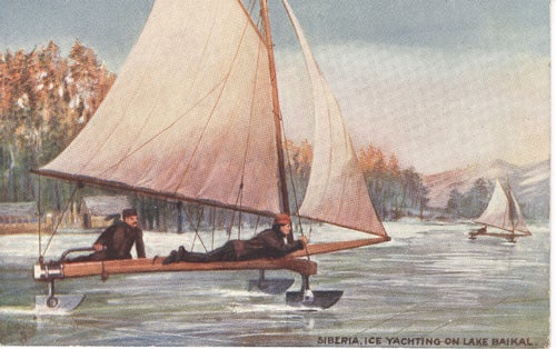 Item #17050 Ice Yachting on Lake Baikal, Siberia (Postcard).