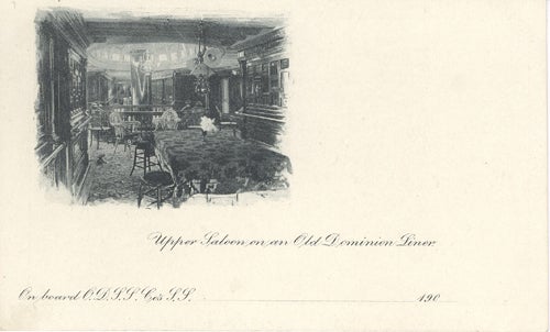 Item #17055 Upper Saloon on an Old Dominion Liner (Postcard).