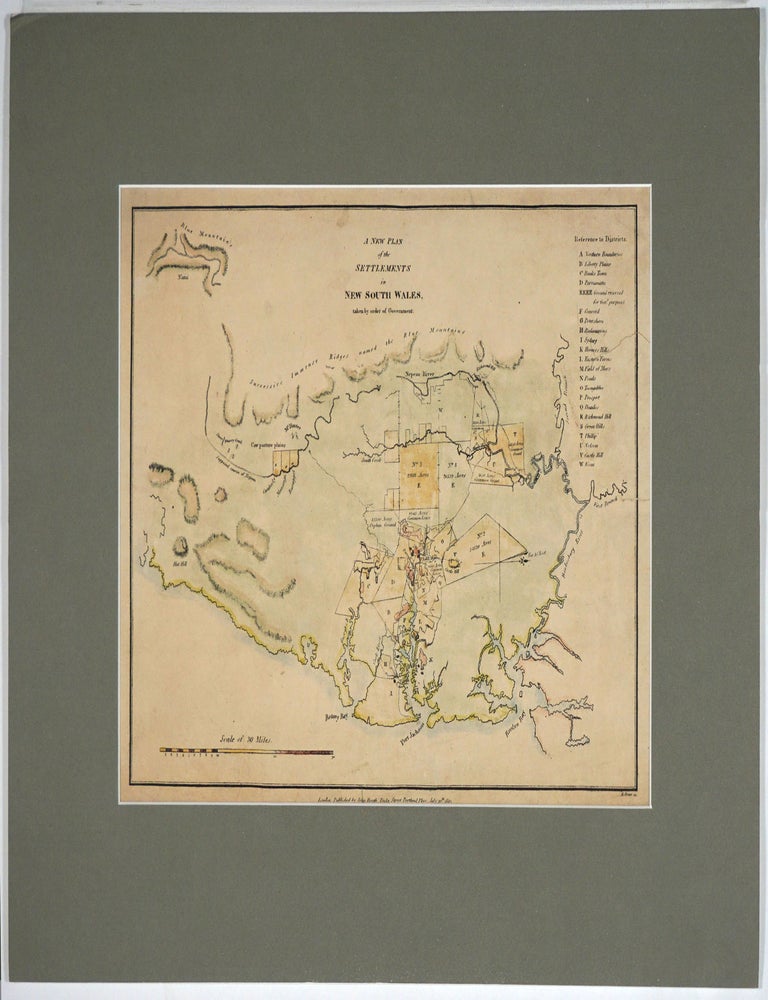 Item #17138 A New Plan of the Settlements in New South Wales, taken by order of Government. sc. Booth Rowe, John, obert.