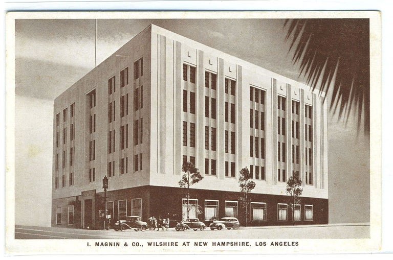 Item #17186 Postcard of I. Magnin & Co. at Wilshire and New Hampshire in Los Angeles, California.