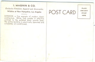 Postcard of I. Magnin & Co. at Wilshire and New Hampshire in Los Angeles, California.