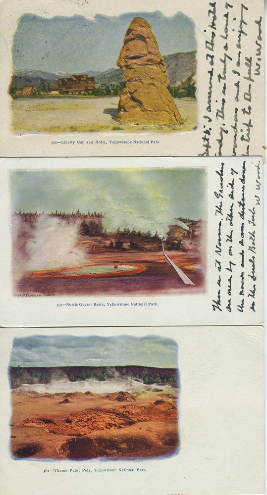 Item #17254 Eight Embossed Postcards With Scenes from Yellowstone National Park, Wyoming.