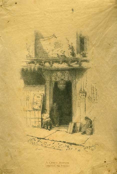 Item #17963 A Chinese Doorway, Chinatown, San Francisco. J. H. E. Partington.