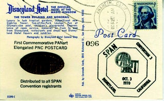 Disneyland. Pressed penny on verso of commemorative postcard, limited to 500.