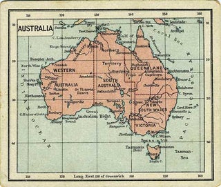 Item #17996 Van Houten's Cocoa. Trade card with map of Australia. Trade card