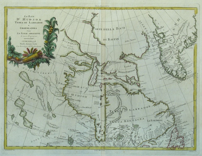 Item #18039 La Baja d'Hudson Terra di Labrador e Groenlandia con le Isole Adiacenti di nuova Projezione. Antonio Zatta.