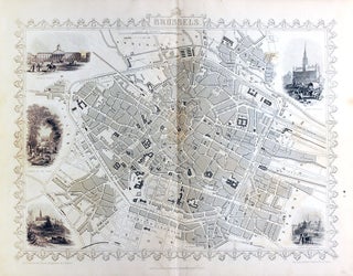 Item #18238 Brussels, antique map with vignette views. J. Tallis Rapkin, John