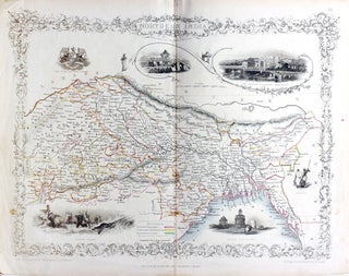 Item #18239 Northern India, antique map with vignette views. J. Tallis Rapkin, John