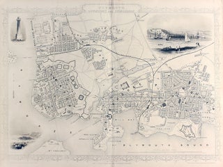 Item #18242 Plymouth, Devonport and Stonehouse, antique map with vignette views. J. Tallis...