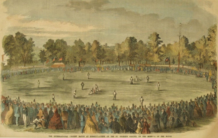 Item #18258 The International Cricket Match at Hoboken -- Scene on the St. George's Ground, on the Morning of the Match. Cricket.
