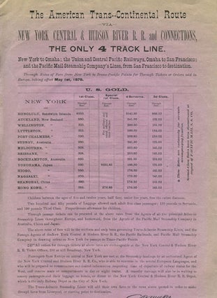 Item #18281 The American Trans-Continental Route via New York Central & Hudson River R. R. and...