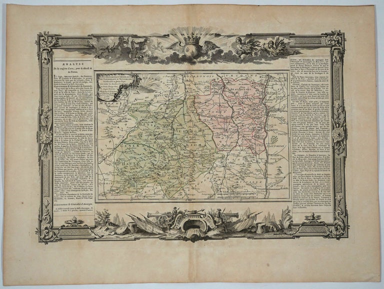 Item #18496 Gouvernemens, et Generalite du Lionois, et d'Auvergne, Subdivises en Petits Pays. Avec toutes les Routes, et les Distances en Lieues d'usage ans chaque Province. Desnos.