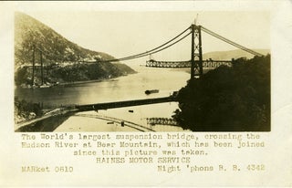 Advertising real photo postcard, the construction of the Bear Mountain Bridge.