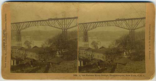 Item #18574 Great Hudson River Bridge, Poughkeepsie, New York, U.S.A. Poughkeepsie Rail Bridge, Stereoscopic view.