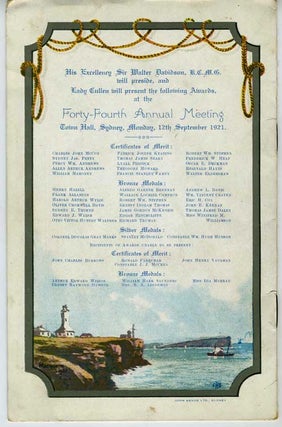 Royal Shipwreck Relief and Humane Society of N. S. W. 44th Annual Meeting, September 12th, 1921.