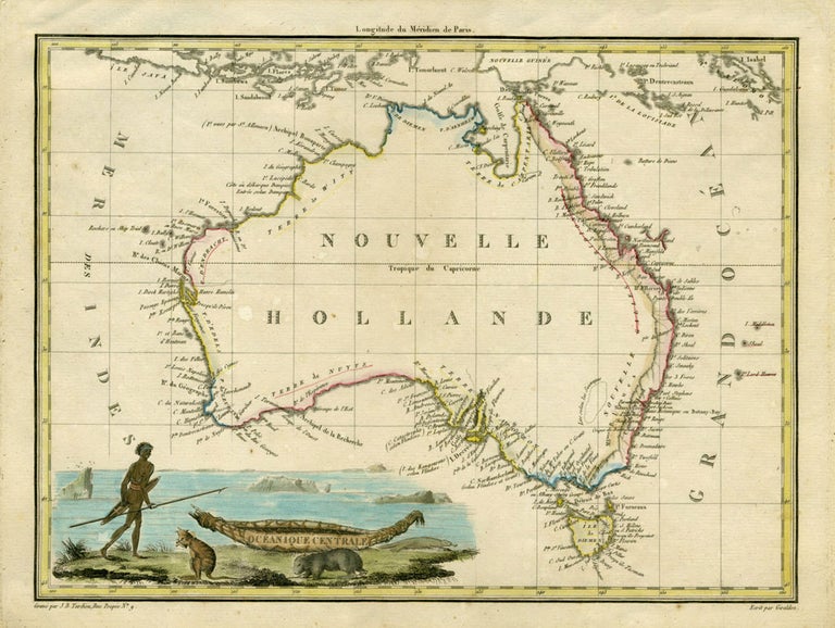 Item #18852 Oceanique Centrale. Map, Lapie. Grave par J. B. Tardieu.