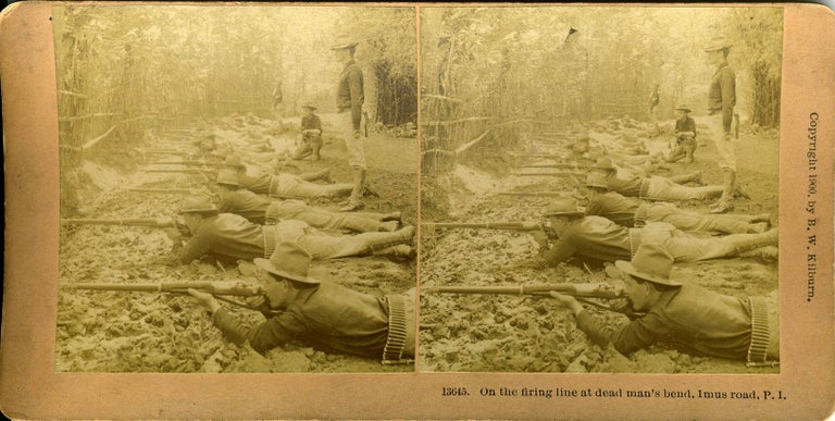 Item #18877 On the Firing Line at Dead Man's Bend, Imus Road, P. I. Philippines Stereoscopic view, Spanish American War.