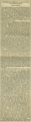 "Governor Grey's Australian Explorations", magazine article in Chambers' Edinburgh Journal.