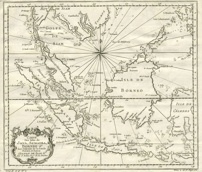 Item #19281 Carte Des Isles de Java, Sumatra, Borneo & Les Detroits de la Sonde Malaca et Banca. Indonesia, Nicolas Bellin.