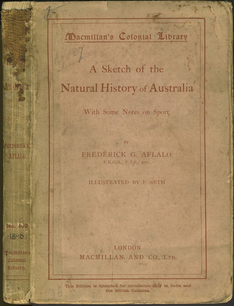 Item #1930 Sketch of the Natural History of Australia, with Some Notes on Sport. Frederick G. Aflalo.