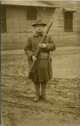 Item #19393 [Arthur Finley]. Postcard of this WWI soldier, at Fort Sherman, Chillicothe, Ohio....