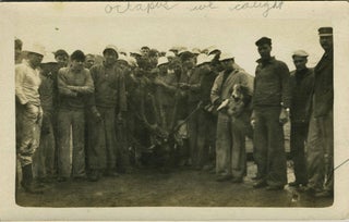 Item #19401 "Octapus we caught" (sic)- US sailors on board ship with their dog. Real photo postcard
