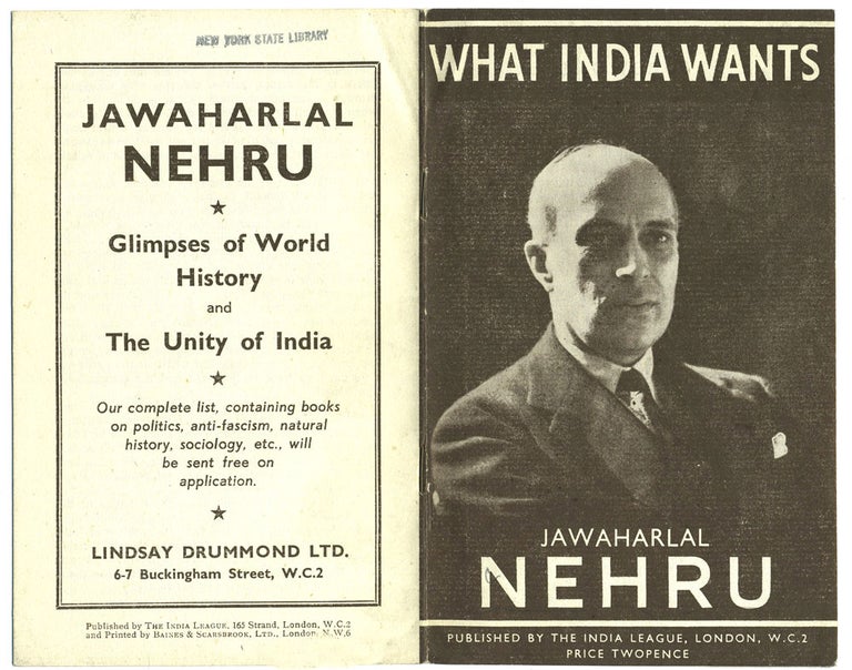 Item #19458 What India Wants. Jawaharlal Nehru.