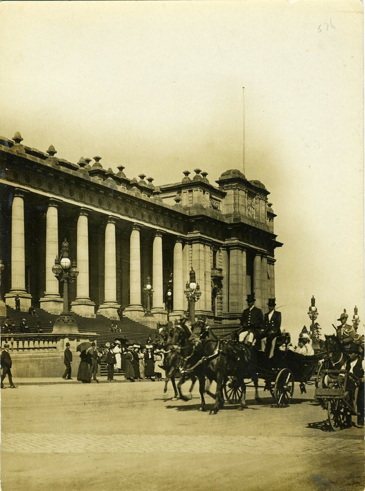 Item #19482 Parliament Building, Melbourne, Australia. Silver tone photograph. Underwood.